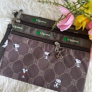 LeSportsac Brown Snoopy Pattern Wristlet